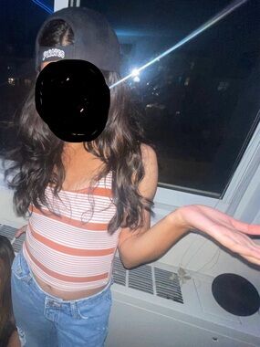 Forever 21 Rust and Cream Striped Tank